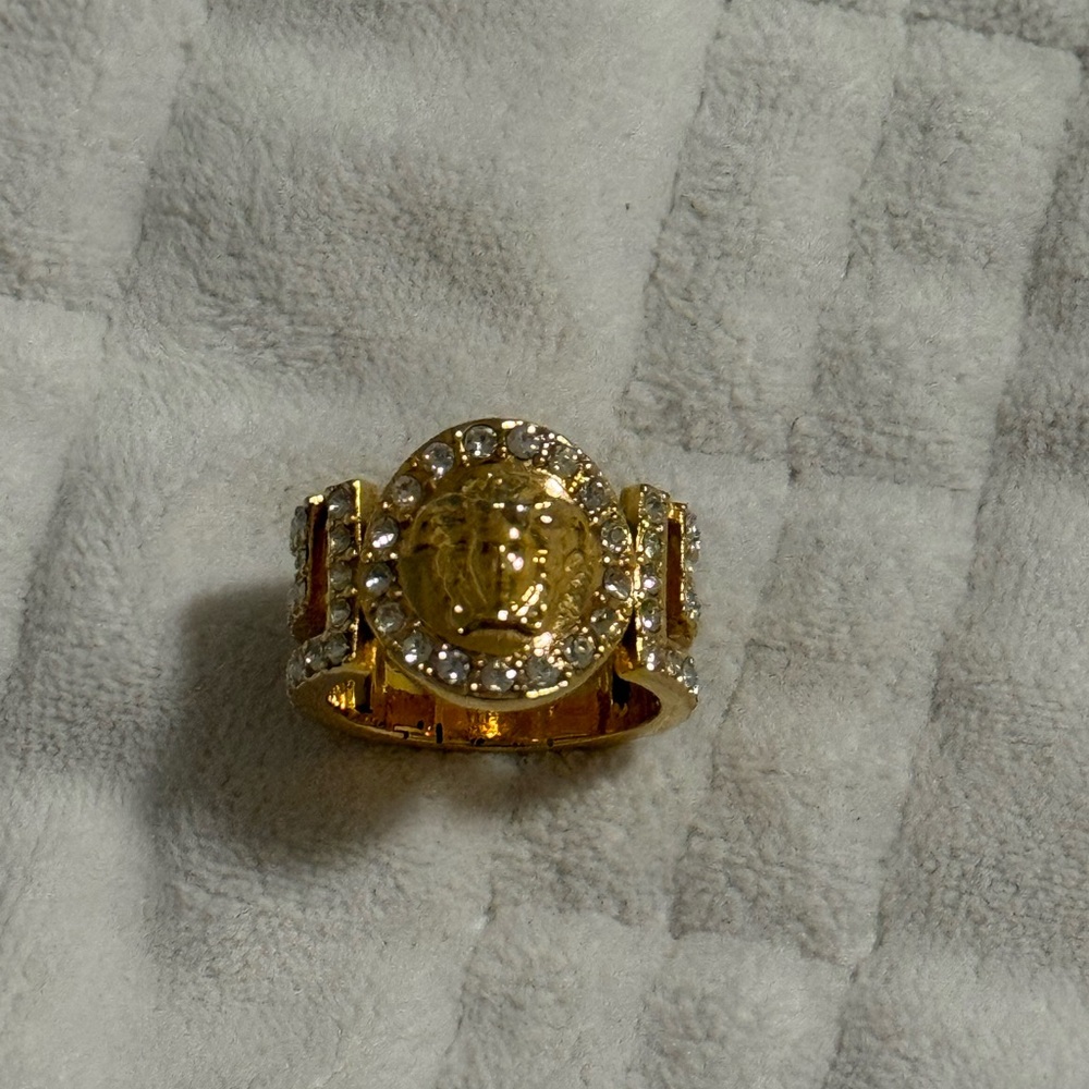 Versace Gold Tone Ring Size 7 with Box